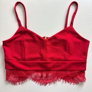 Express Scarlet Lace Trim Crop Top